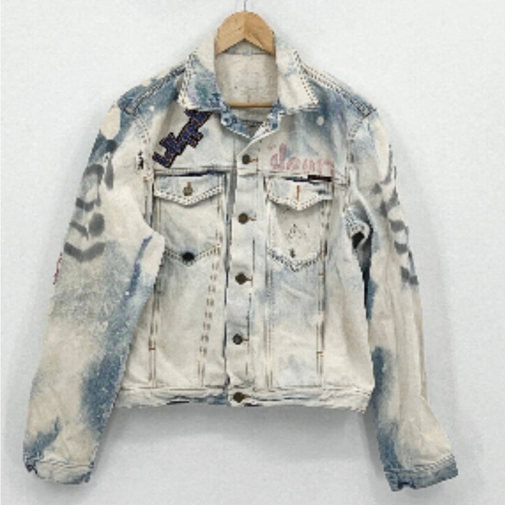 Custom 90’s Acid Wash Denim Gen X Dream  Punk Jean Jean Jacket Art Unisex IYKY